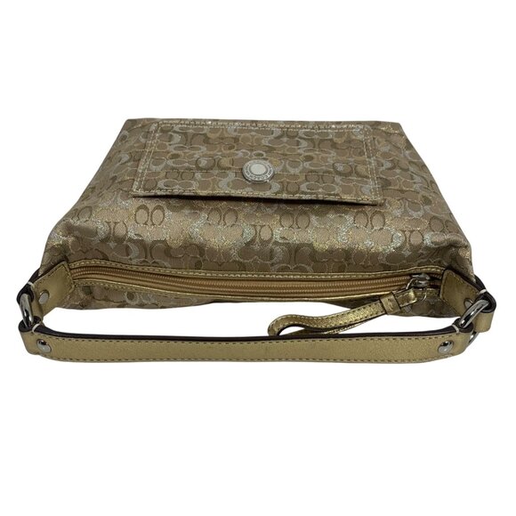 COACH Mini Signature Optic Lurex 40958 Shoulder Handbag Gold/Silver NO Tag EUC - Picture 6 of 13